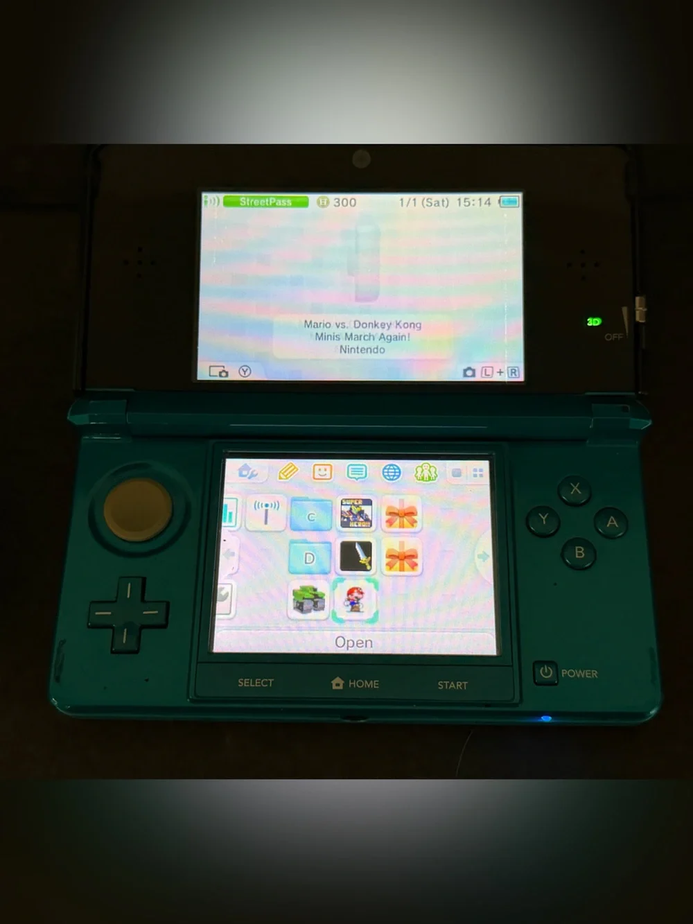 Nintendo 3DS Aqua Blue Handheld Handheld Console System CTR-001 Tested